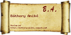 Báthory Anikó névjegykártya